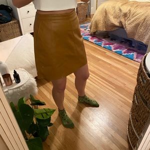 Barr III faux leather brown work skirt